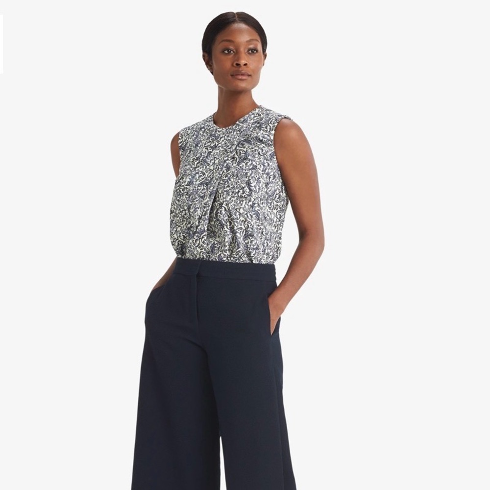 MM Lafleur Blue and White Sleeveless Top